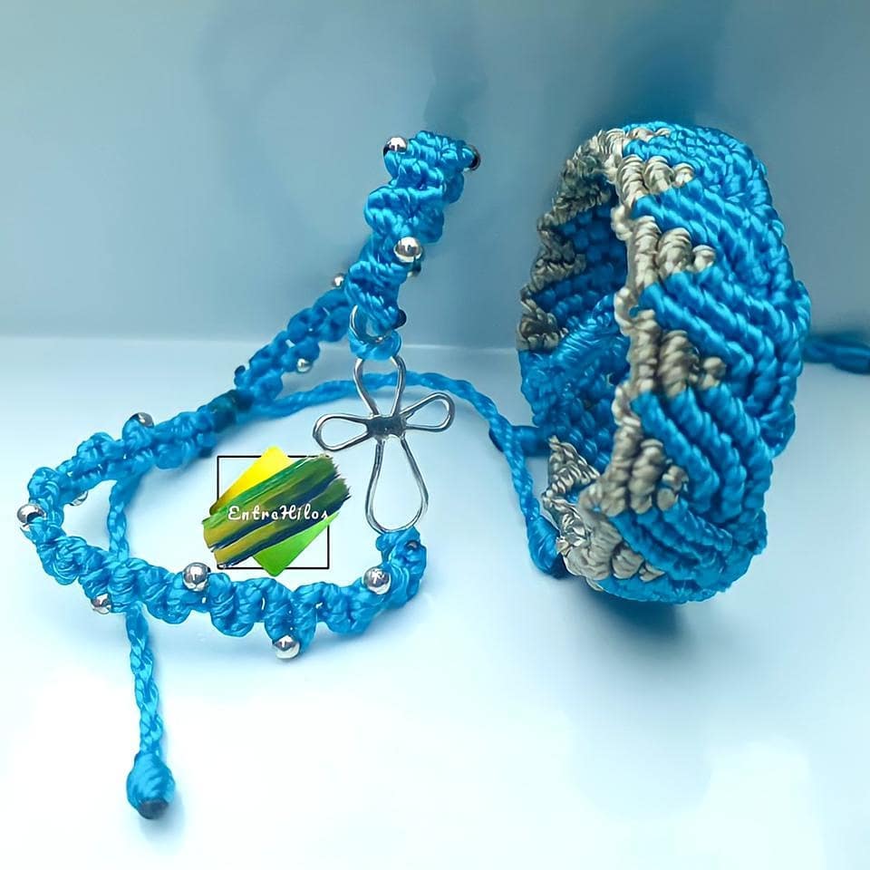 pulsera plata azul